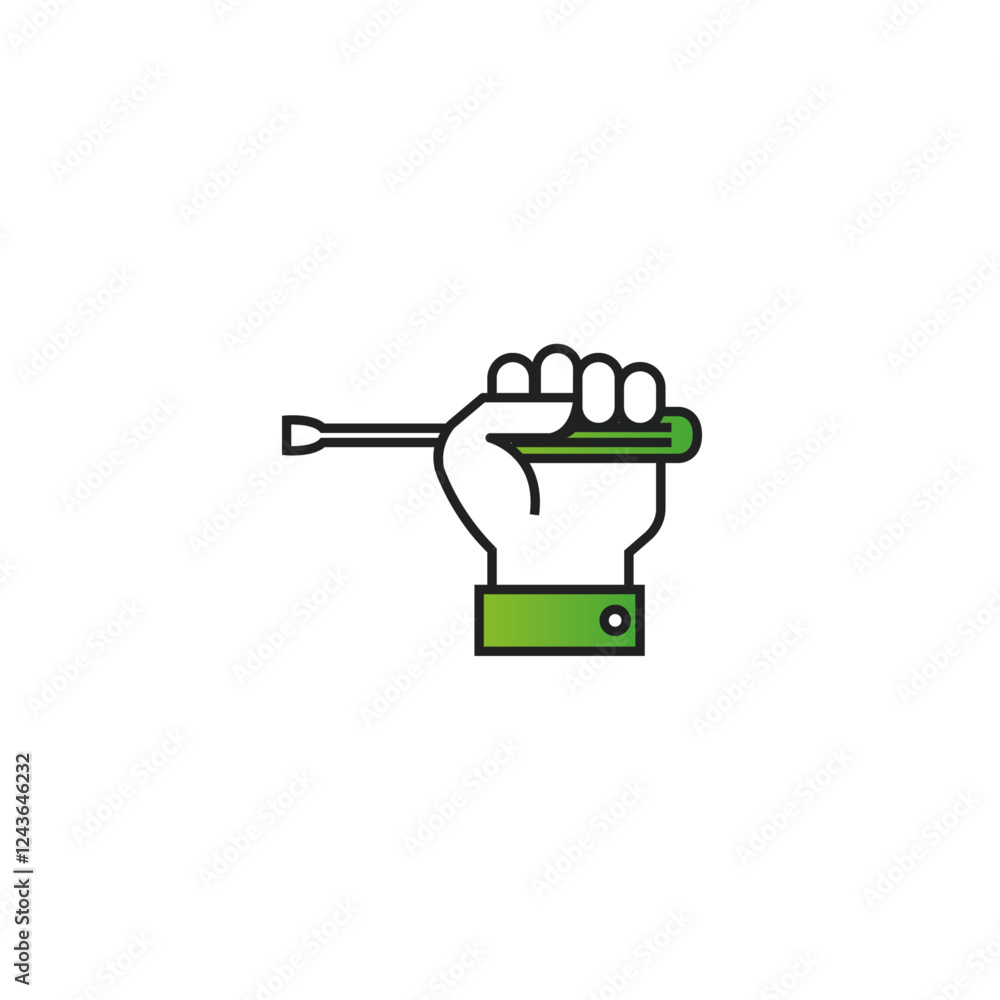 Hand with screwdriver icon flat vector design Hand with screwdriver icon flat vector design
