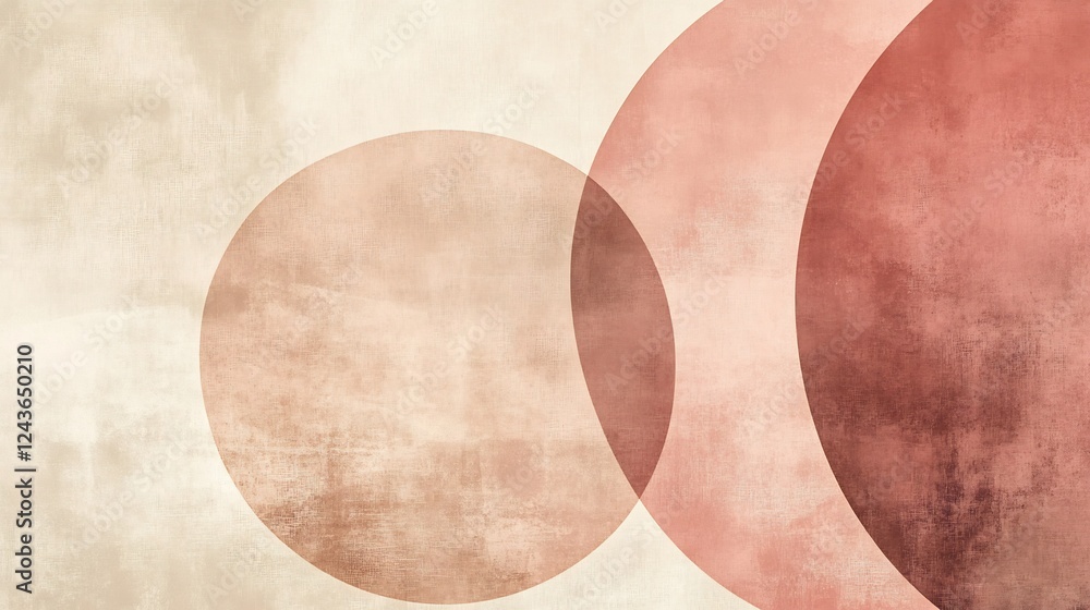 Minimalist abstract design with soft circular patterns in muted rose and beige tones representing the serene and grounded connection of spiritually aligned lovers no people Minimalist abstract design with soft circular patterns in muted rose and beige tones representing the serene and grounded connection of spiritually aligned lovers no people