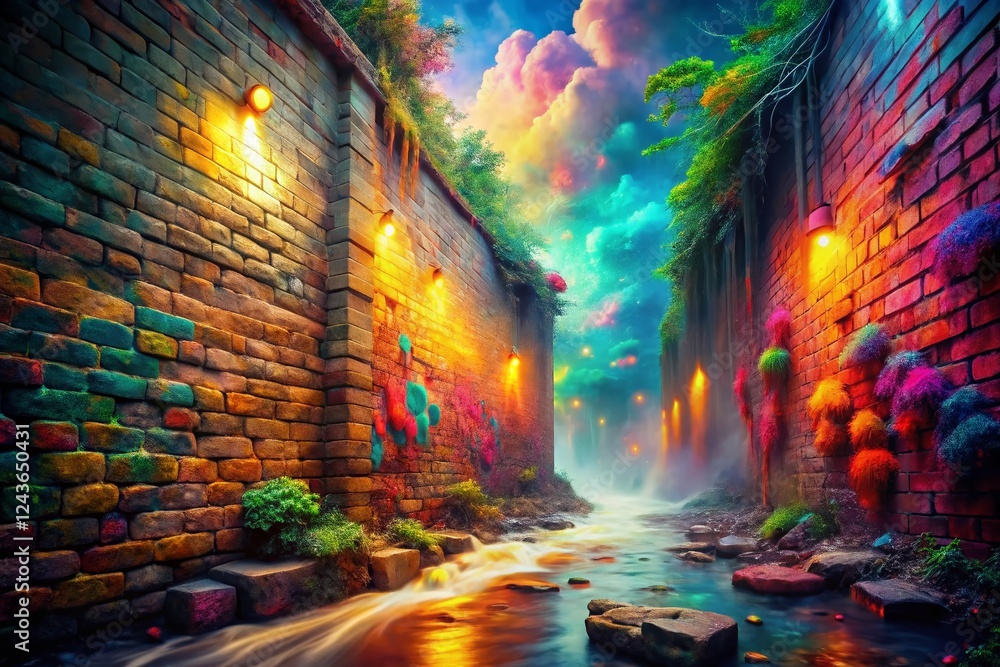 Obraz premium Surreal Old Brick Wall Texture Background: Dreamlike Architectural Photography