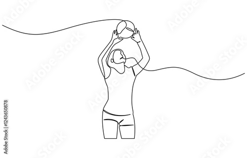 Single continuous line female professional volleyball player, Continuous single one line drawing of volley ball woman player sport championship vector illustration.