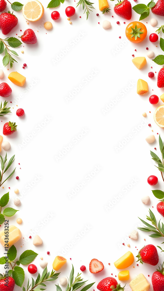 Sweet fruits border frame copy space area Sweet fruits border frame copy space area