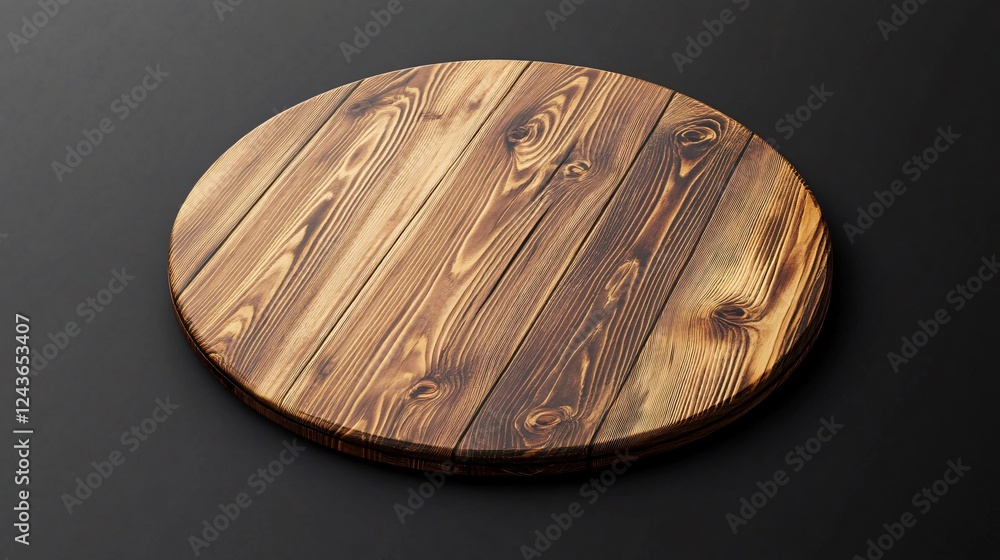Versatile Image of an Empty Round Wooden Table Top with a Black Background, Perfect for Displaying Products or Creating Mockups Versatile Image of an Empty Round Wooden Table Top with a Black Background, Perfect for Displaying Products or Creating Mockups