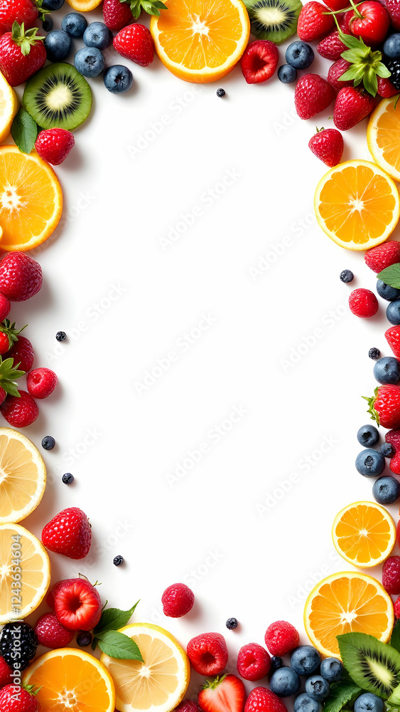 Sweet fruits border frame copy space area Sweet fruits border frame copy space area