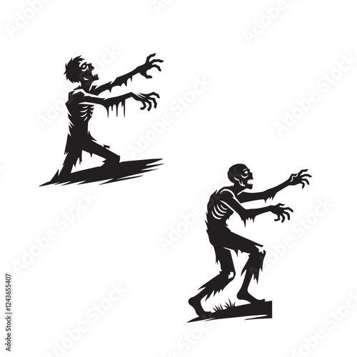 Zombie reaching out for prey silhouette