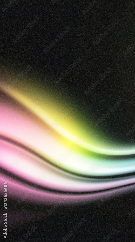 Obraz premium Colorful abstract wave on black background with gradient light