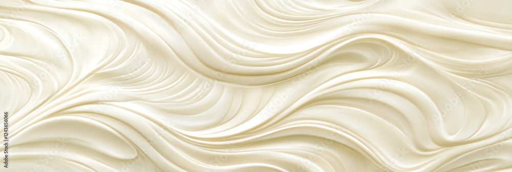 Seamless Creamy White Texture, Delicate 3D Profile, Wave Pattern, Monochromatic Background Seamless Creamy White Texture, Delicate 3D Profile, Wave Pattern, Monochromatic Background