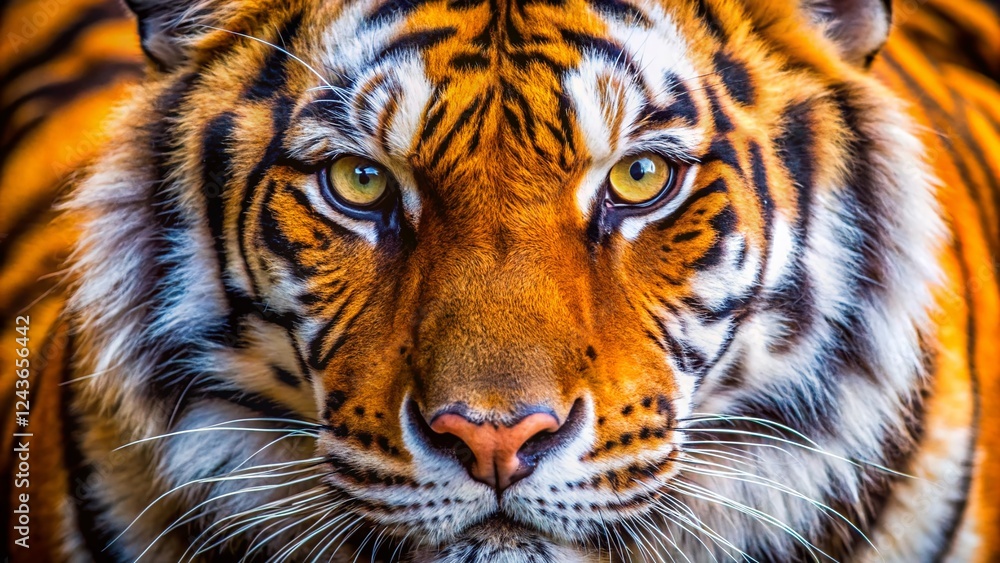 Fototapeta premium Tiger Skin Texture Background: Dramatic Portrait Photography Design Element