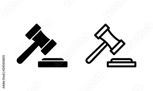 Gavel icon logo design. judge gavel sign and symbol. law icon. auction hammer
