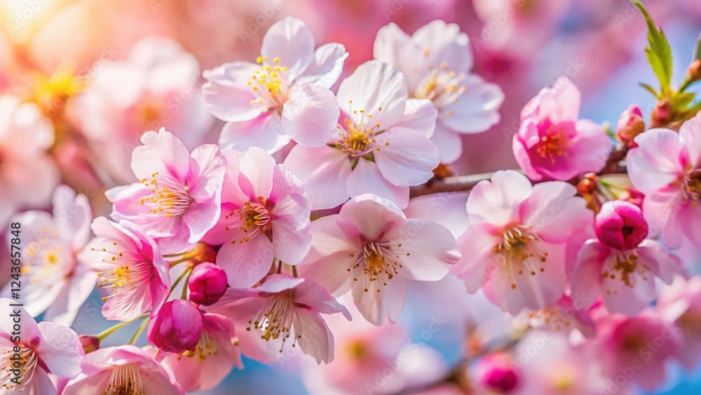 Tokyo Spring: Macro Cherry Blossom Bloom - Delicate Pink Petals Tokyo Spring: Macro Cherry Blossom Bloom - Delicate Pink Petals