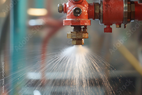 Water spraying from a fire safety system fixture photo