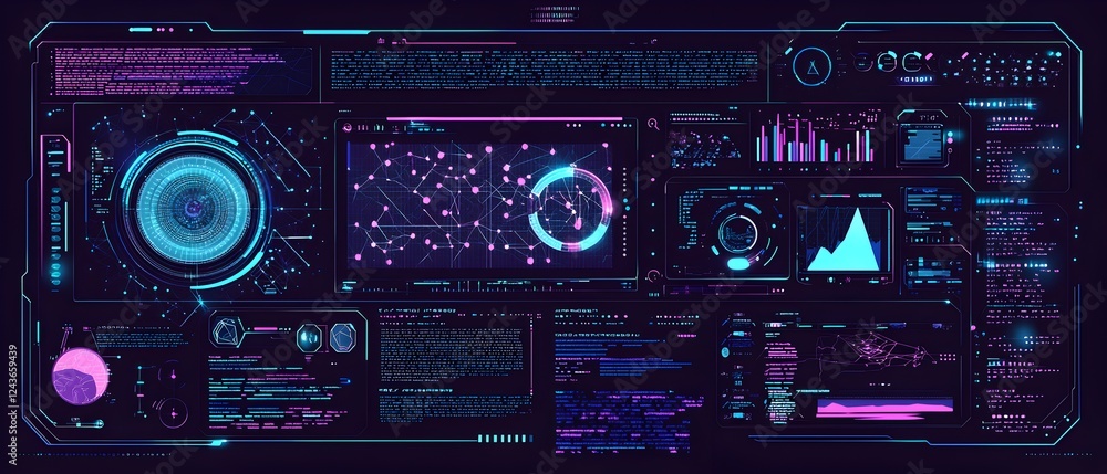 A computer monitor with a lot of different colored graphs and numbers A computer monitor with a lot of different colored graphs and numbers