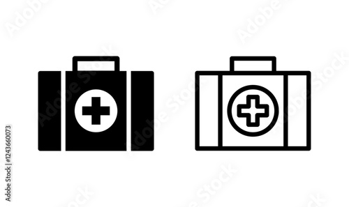 Medical box icon logo design. Medical suitcase sign and symbol. First aid icon