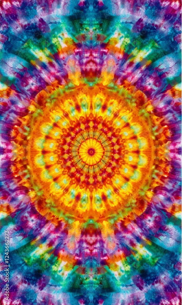 Vibrant Tie Dye Mandala Colorful Circular Design Vibrant Tie Dye Mandala Colorful Circular Design