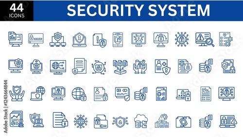 Fotografia Security system icon collection set.