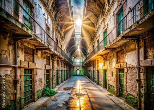 Eastern State Penitentiary Interior: Decaying Cellblock Portrait Photography photo