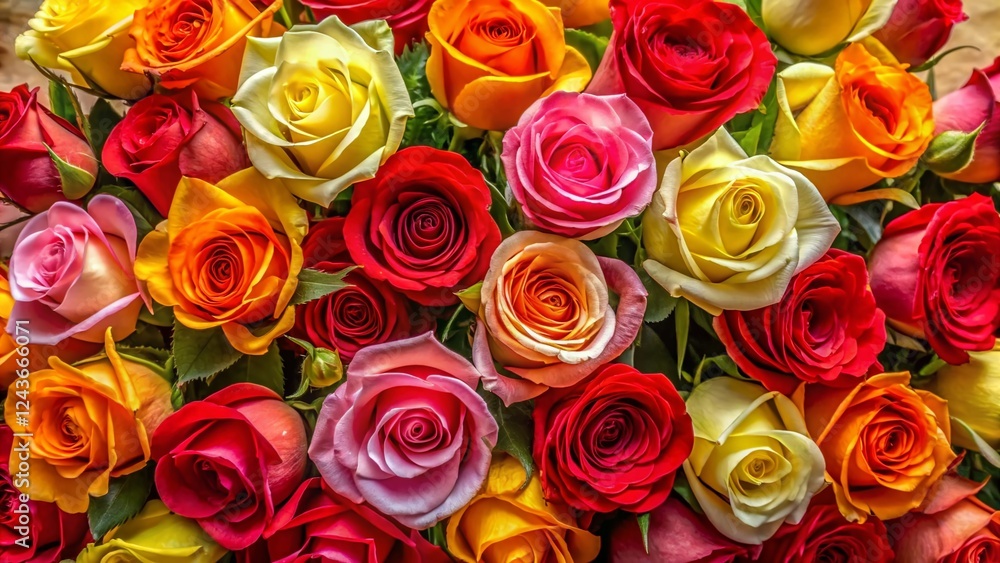 Vibrant Long-Stemmed Rose Bouquet Macro Photography - Neutral Background Wall Decor Vibrant Long-Stemmed Rose Bouquet Macro Photography - Neutral Background Wall Decor
