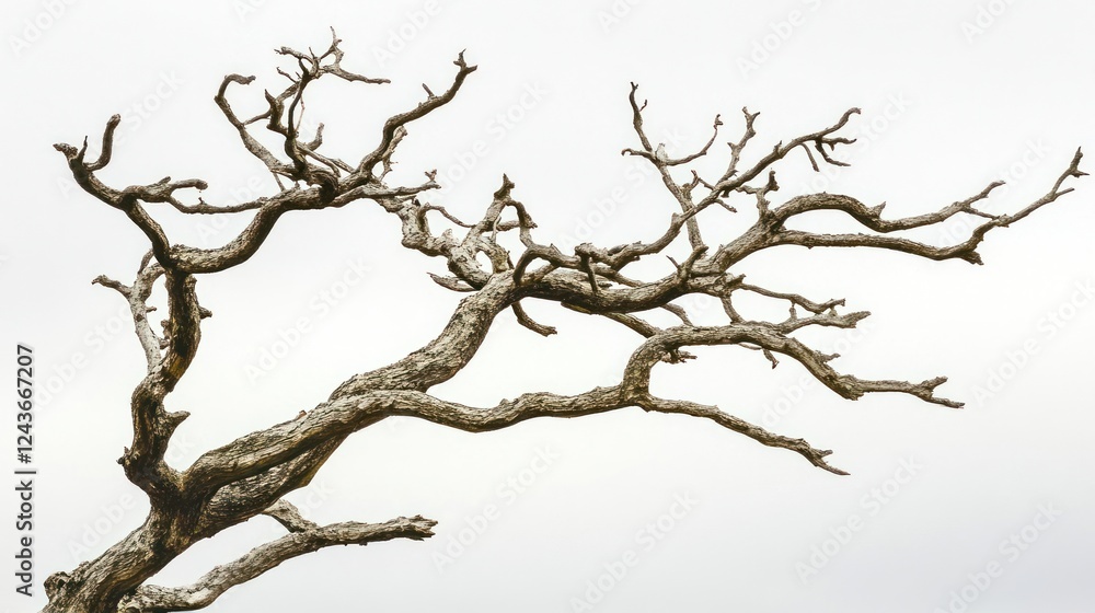A bare tree with intricate branches against a cloudy sky. A bare tree with intricate branches against a cloudy sky.