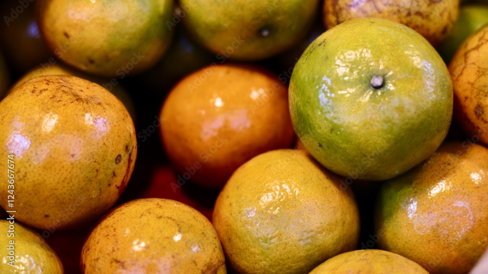 A vibrant display of fresh oranges and limes, showcasing their unique colors and textures in a market setting. A vibrant display of fresh oranges and limes, showcasing their unique colors and textures in a market setting.