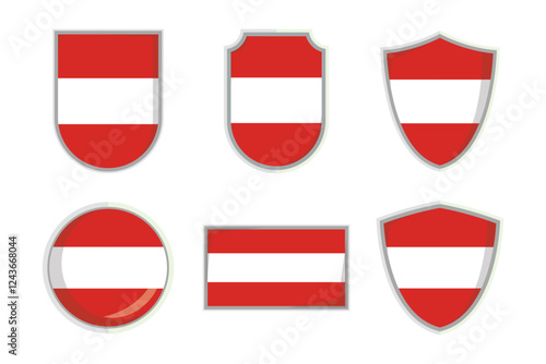 Austrian national flag Shield Badge vector set