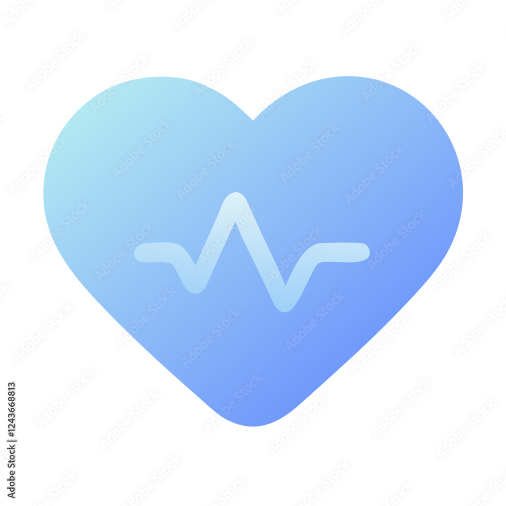 Gradient blue heartbeat icon within a heart shape, calming design for health awareness Gradient blue heartbeat icon within a heart shape, calming design for health awareness