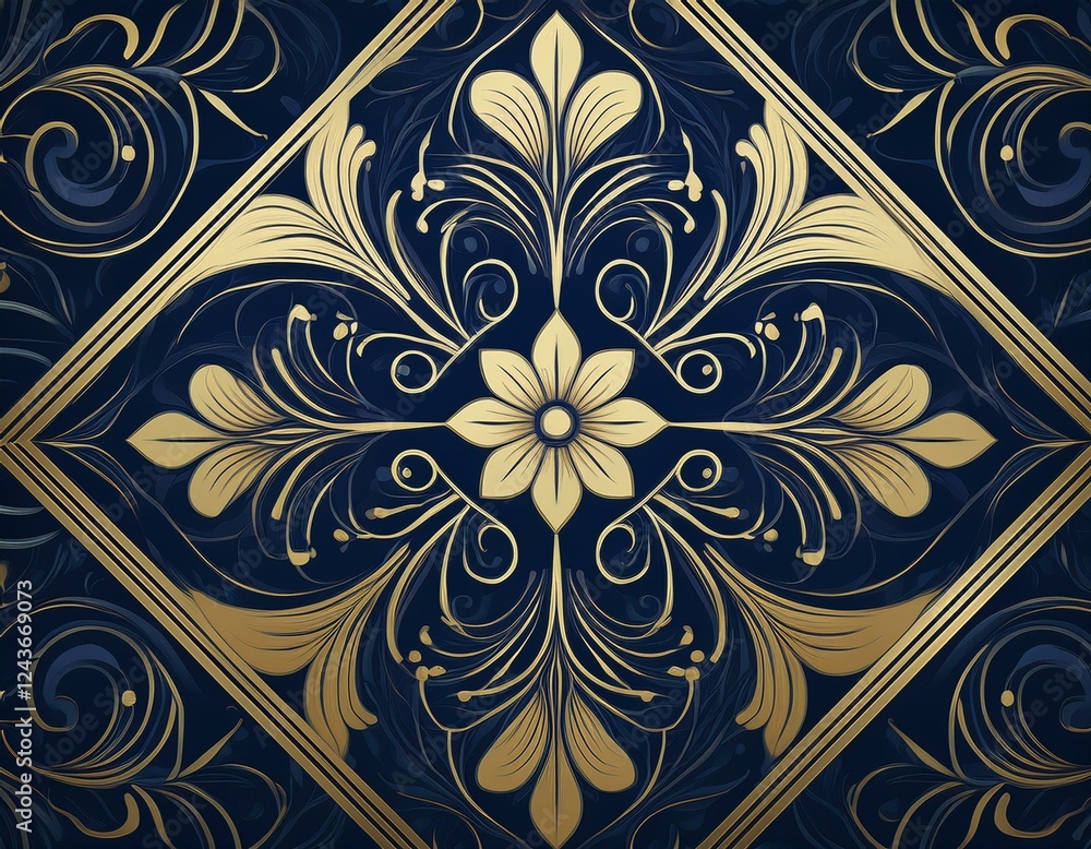elegant dark blue pattern with gold accents elegant dark blue pattern with gold accents