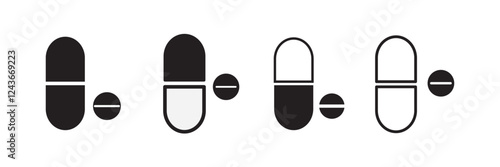   capsule icons. Pills icon vector set. Simple and editable pills icons Medicament and pharmaceutical symbol icon.
