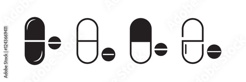   capsule icons. Pills icon vector set. Simple and editable pills icons Medicament and pharmaceutical symbol icon.
