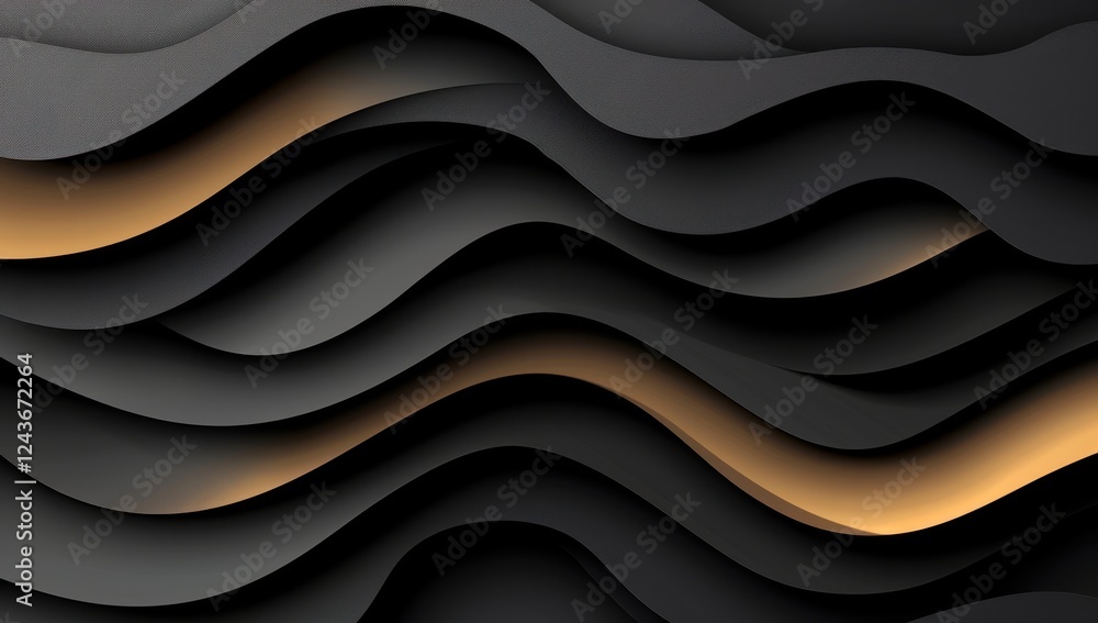 Abstract Black and Gold Wave Background