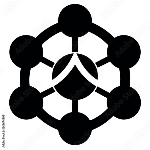 Abstract black and white interconnected circle design