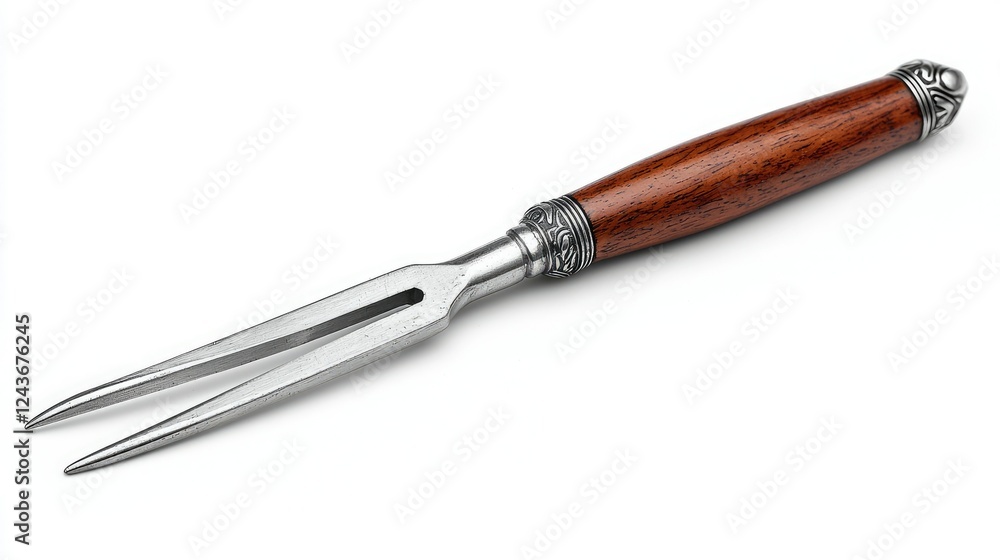 Elegant Two Tined Meat Fork With Wooden Handle Elegant Two Tined Meat Fork With Wooden Handle