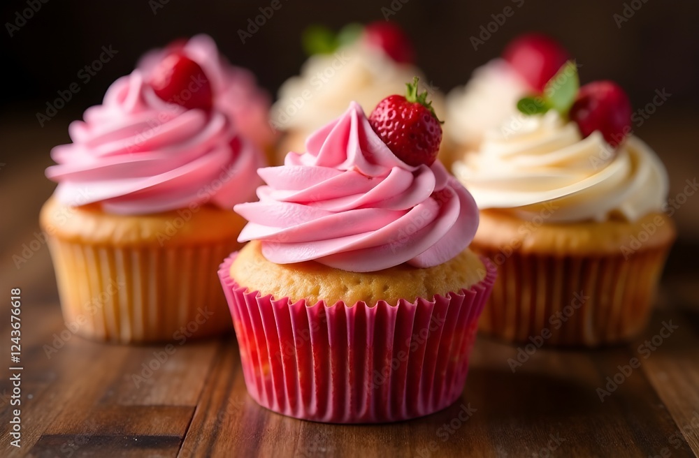 cupcake with pink frosting cupcake with pink frosting