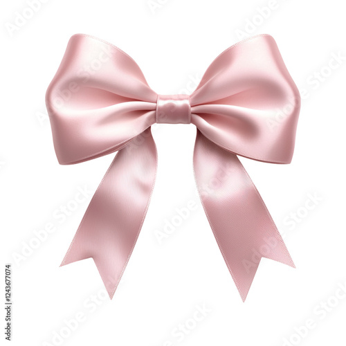 Elegant Pink Satin Bow for Decorative Use Isolated on transparent background