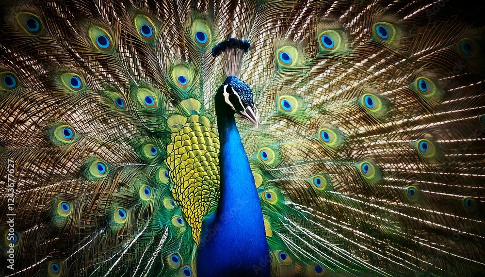 Obraz premium peacock displaying its vibrant plumage