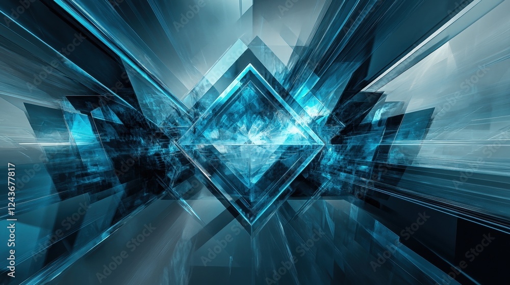 Fototapeta premium Abstract Blue Geometric Shapes Digital Art Background