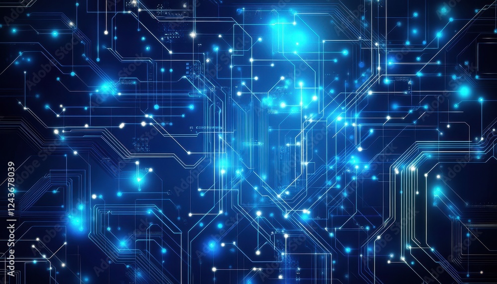 Abstract Blue Glowing Circuit Background Abstract Blue Glowing Circuit Background