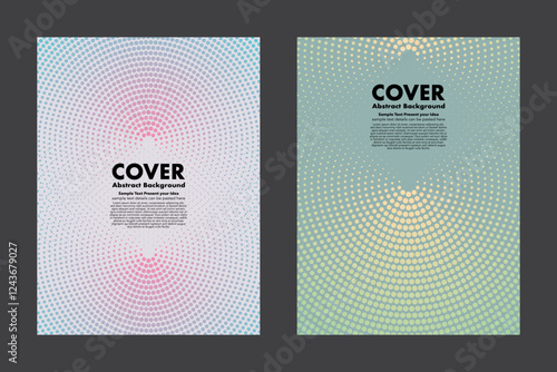 Modern abstract vector gradient shade circles halftone dots on clean and gentle background. Geometric shapes minimalist style for cover, graphic design, digital artwork, posters, annual report.