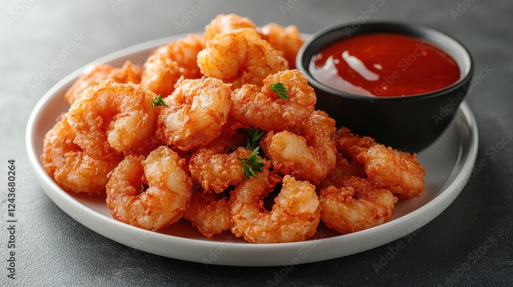 crispy fried shrimp on white plate isolated on transparent background crispy fried shrimp on white plate isolated on transparent background