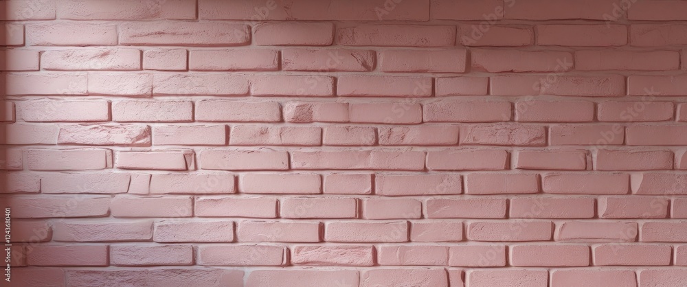 Naklejka premium Textured pale pink brick wall background suitable for interior design and contemporary decor projects. Ideal for creative visual presentations.