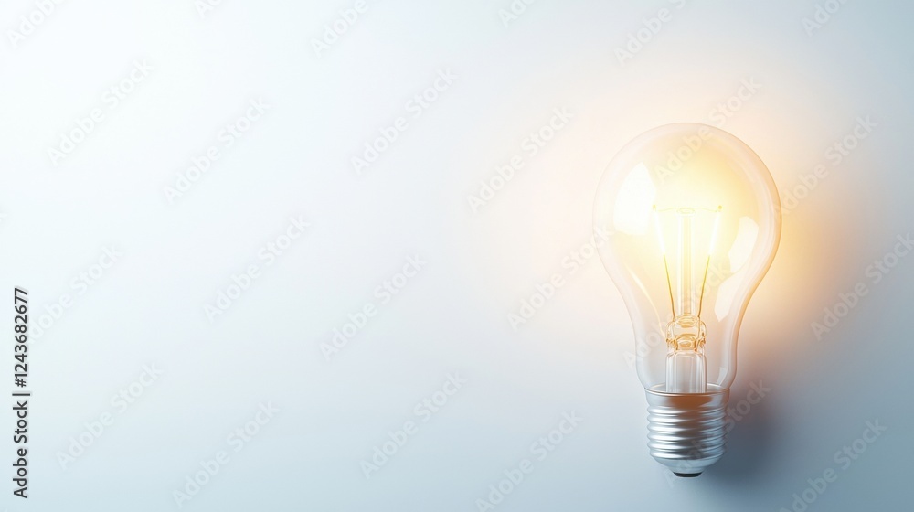 A glowing light bulb against a minimalist background, symbolizing innovation, creativity, and bright ideas. Perfect for themes related to technology, inspiration, and advancement. A glowing light bulb against a minimalist background, symbolizing innovation, creativity, and bright ideas. Perfect for themes related to technology, inspiration, and advancement.