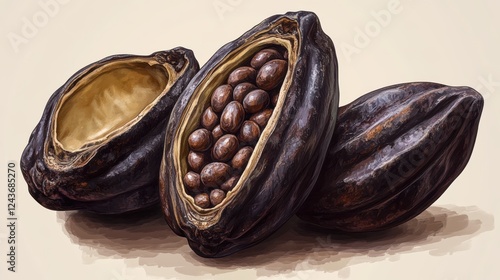 Wallpaper Mural dark brown cacao pod isolated on transparent background Torontodigital.ca