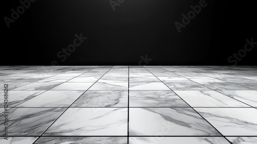 White marble floor on black background. Abstract background concept