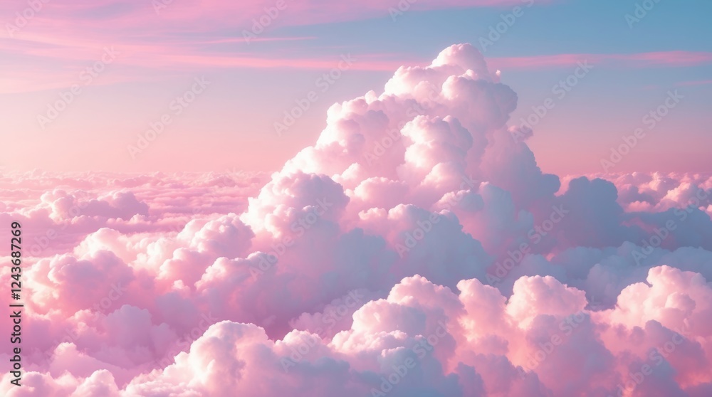 Pastel pink sky with fluffy white clouds creating a dreamy abstract background ideal for serene and calming visuals with ample copy space. Pastel pink sky with fluffy white clouds creating a dreamy abstract background ideal for serene and calming visuals with ample copy space.