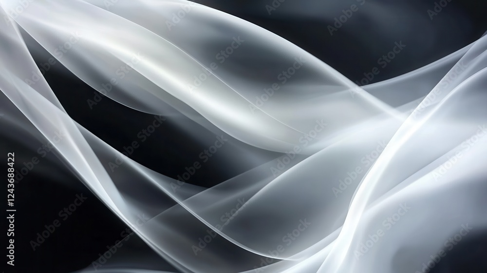Abstract Draped White Fabric on Black Background Abstract Draped White Fabric on Black Background