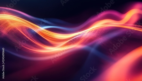 Wallpaper Mural Abstract Glowing Wave with Orange Pink and Blue Light Trails Torontodigital.ca