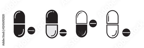   capsule icons. Pills icon vector set. Simple and editable pills icons Medicament and pharmaceutical symbol icon.
