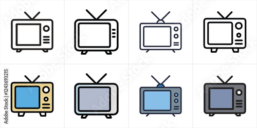 Television vector icon set