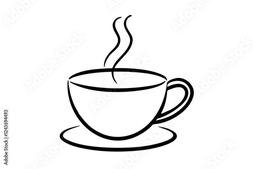Minimalist Coffee Cup Line Art Vector Illustration for Modern Design - SVG File