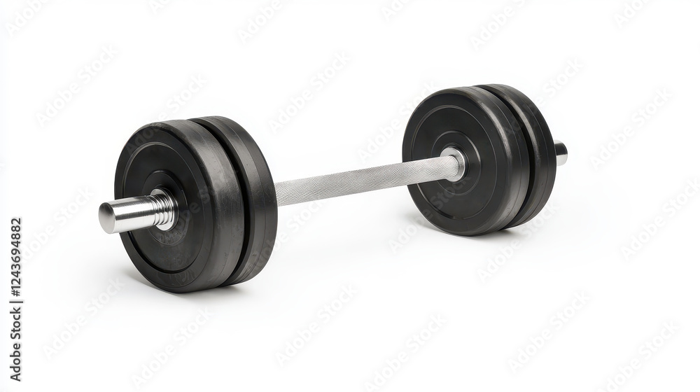 Hyper realistic barbell isolated on white background, perfect for fitness Hyper realistic barbell isolated on white background, perfect for fitness