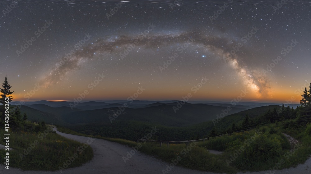 Milky Way arch over mountain range at night Milky Way arch over mountain range at night