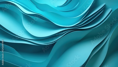 Abstract Teal Paper Wave Background